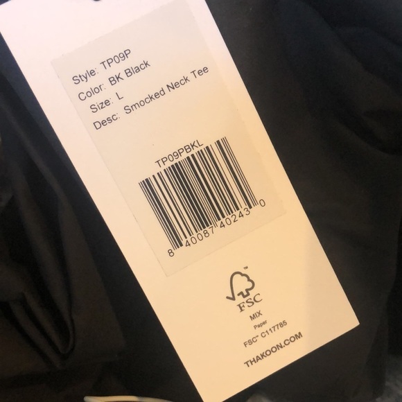Thakoon | NWT Black Smocked Neck Tee - Size Large - Picture 4 of 8